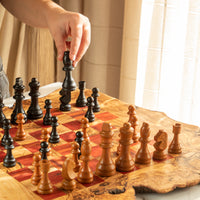 Handmade Olive Wood Chess Set – Irregular Rustic Artisan Board from Tunisia - ArtisRaw