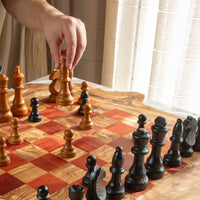 Handmade Olive Wood Chess Set – Irregular Rustic Artisan Board from Tunisia - ArtisRaw