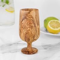 Tall Olive Wood Shot Goblet – Stemmed Wooden Tasting Glass, Handmade - ArtisRaw