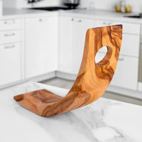 Olive Wood Balancing Wine Bottle Holder – Single Bottle Stand, 2 Designs - ArtisRaw