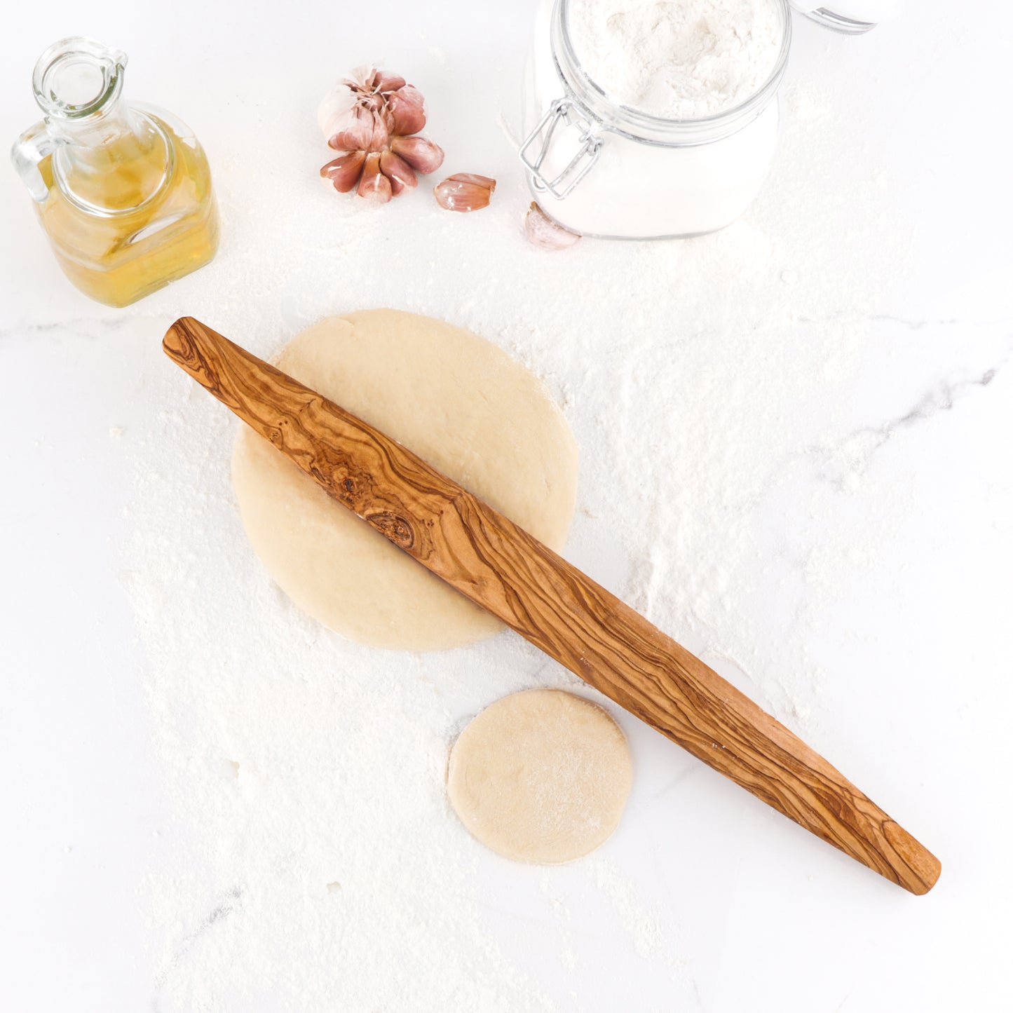 Olive Wood French Tapered Rolling Pin, Handmade Wooden Pastry & Dough Roller - ArtisRaw
