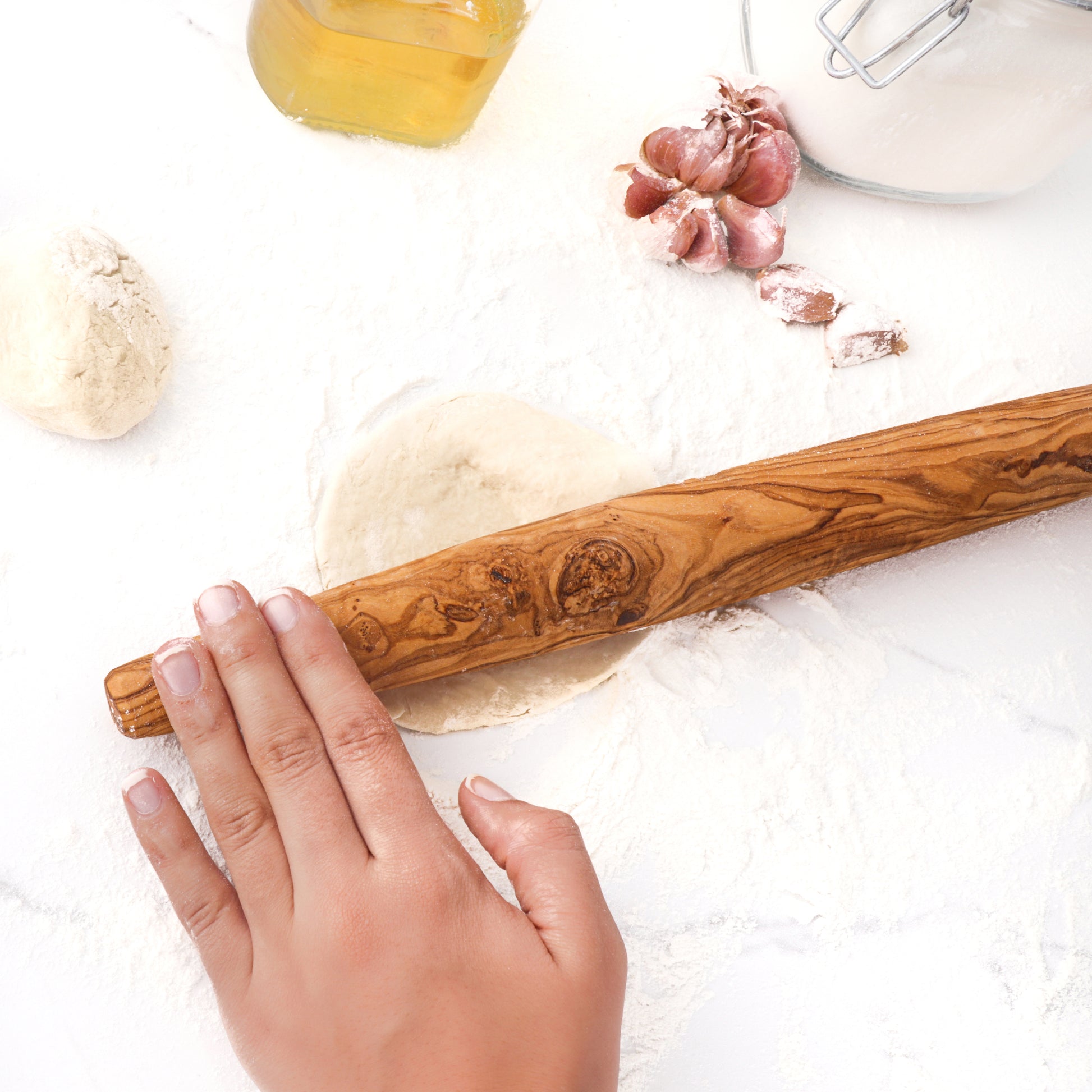 Olive Wood French Tapered Rolling Pin, Handmade Wooden Pastry & Dough Roller - ArtisRaw