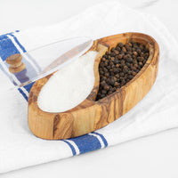 Olive Wood Salt Cellar with Plexiglass Lid - ArtisRaw