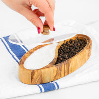 Olive Wood Salt Cellar with Plexiglass Lid - ArtisRaw