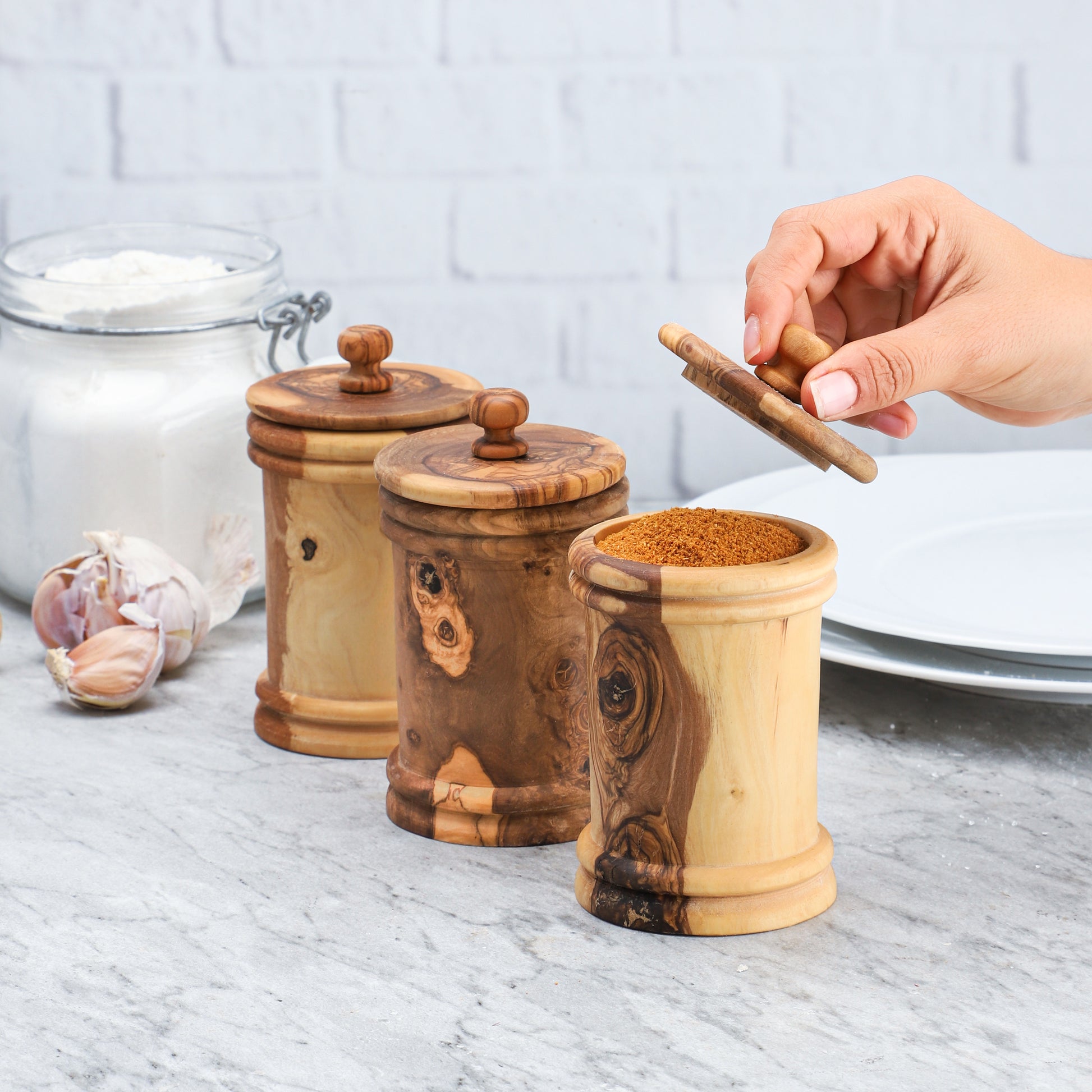Spice Jar Olive Wood - ArtisRaw
