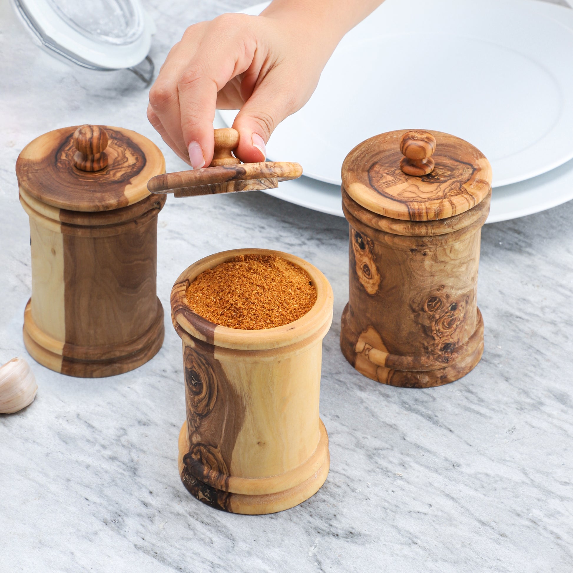 Spice Jar Olive Wood - ArtisRaw