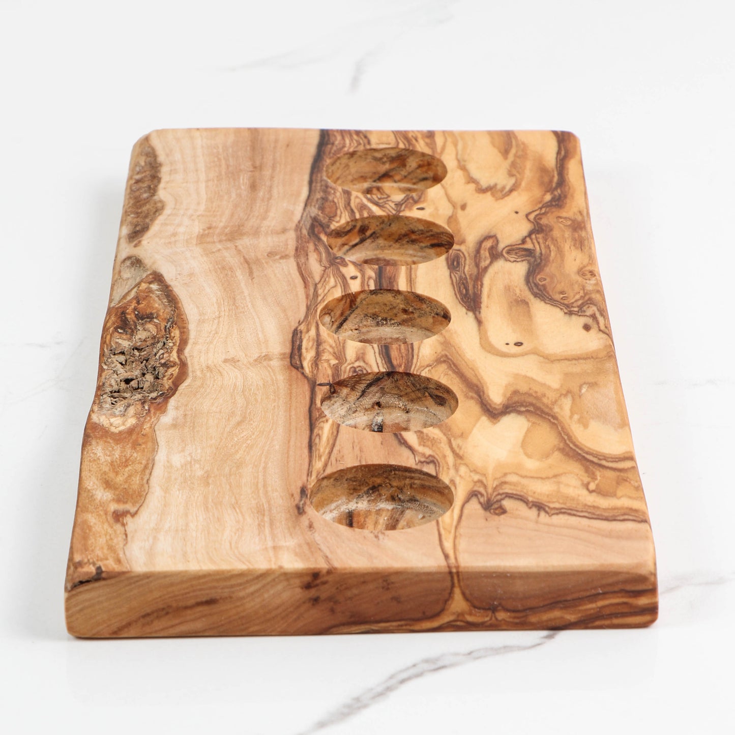 Olive Wood Tealight Tray – 5-Cup Long Board - ArtisRaw