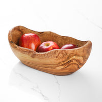 Handmade Olive Wood Fruit Bowl – Rustic Live-Edge Wooden Centerpiece - ArtisRaw