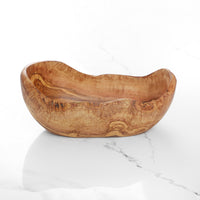 Handmade Olive Wood Fruit Bowl – Rustic Live-Edge Wooden Centerpiece - ArtisRaw