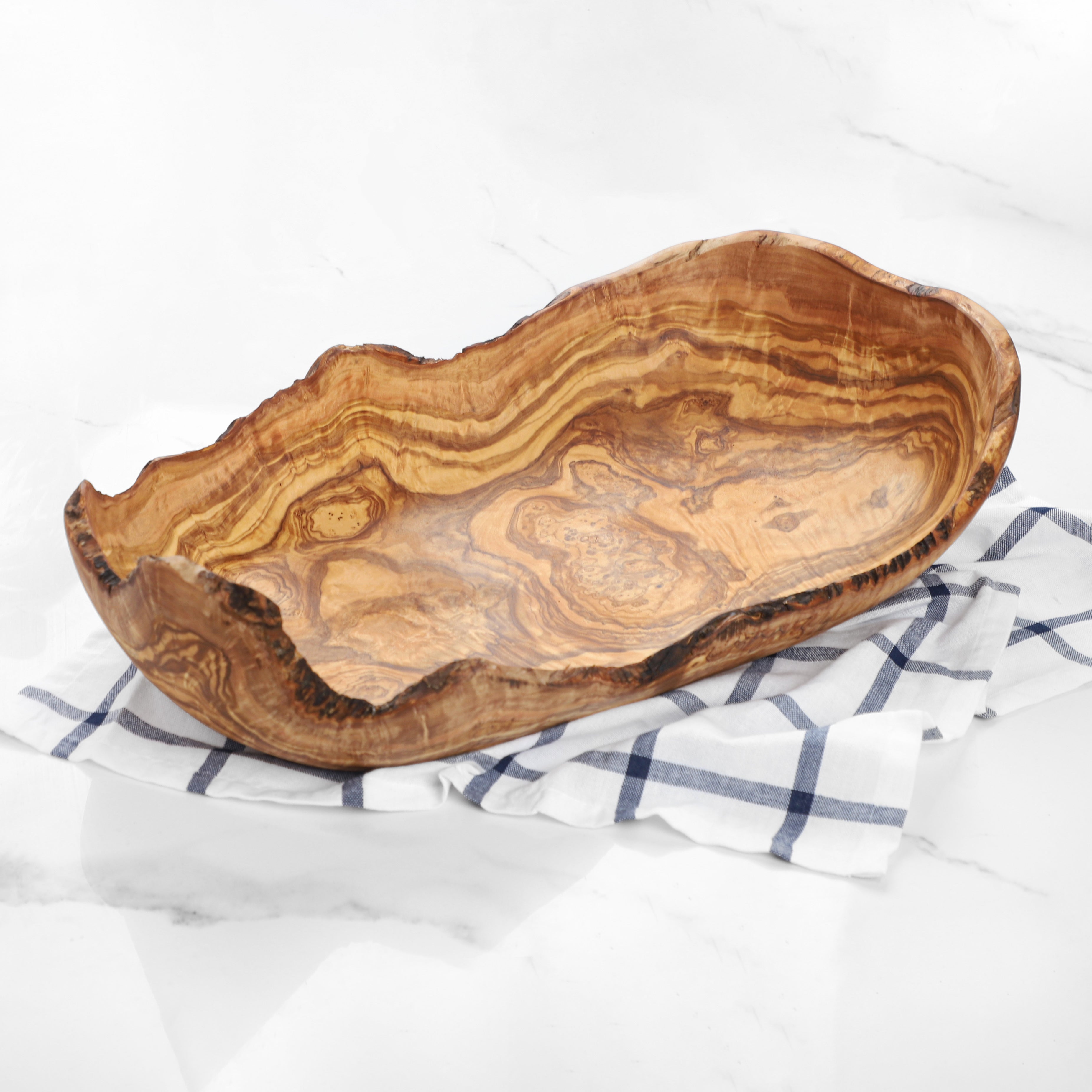 Olive wood bowl large rustic with live edge handmade serving bowl