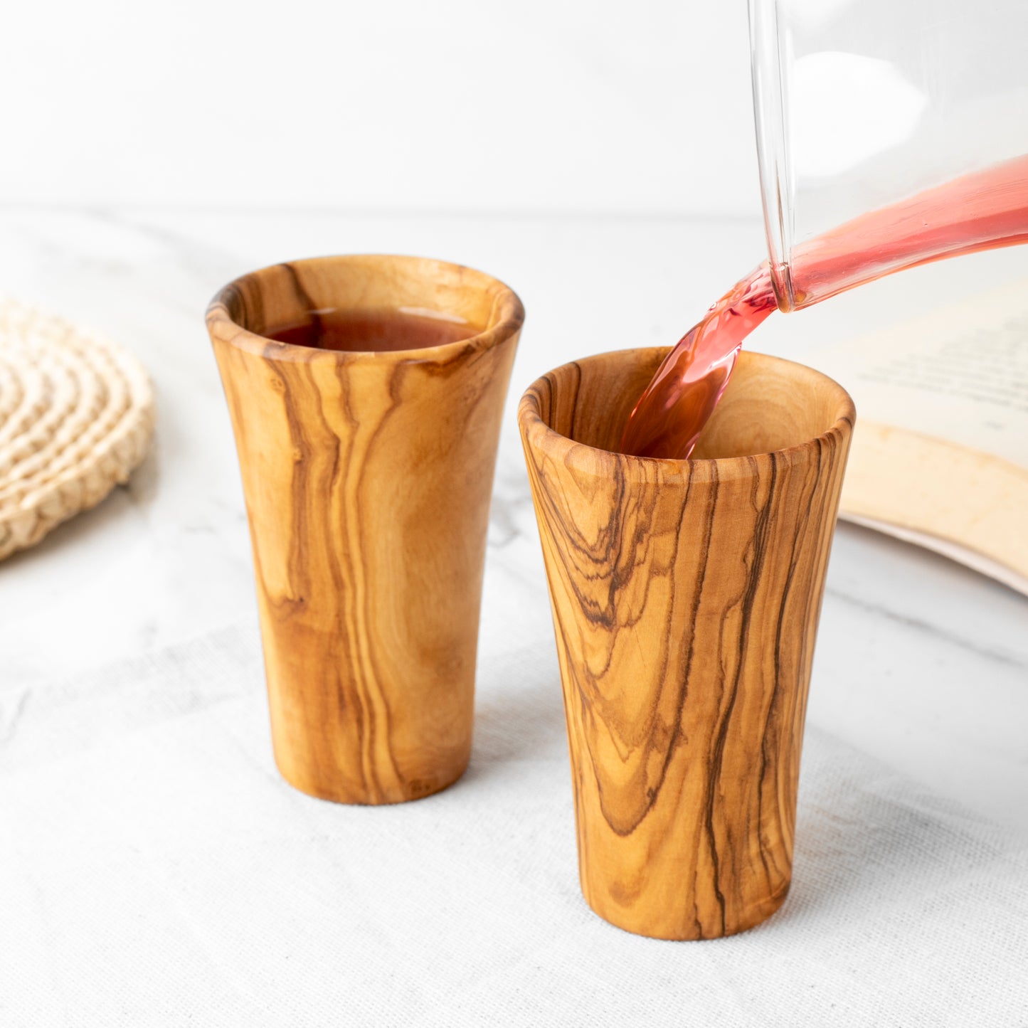 Medium Olive Wood Goblet – Stemless Wooden Drinking Cup, Handmade - ArtisRaw