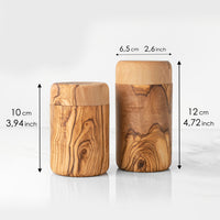 Set of 2 Salt Cellar with Lid Olive Wood - ArtisRaw